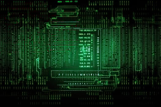 A hacking background with binary and hexdecimal code on a screen created with technology. photo