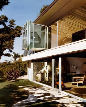 mid century modern style house overlooking the ocean photo