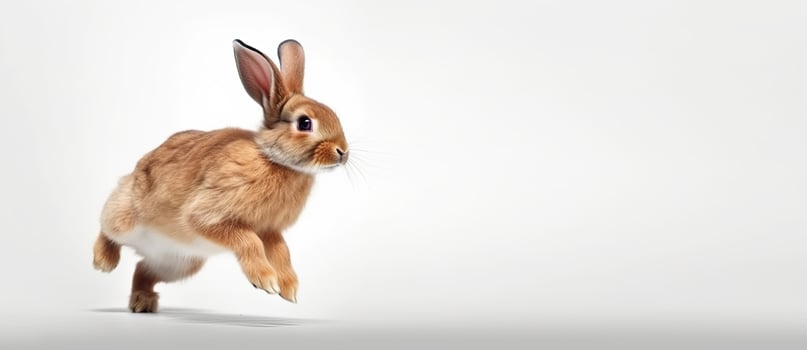 Cute Rabbit isolated on white background, Banner with copy space. photo