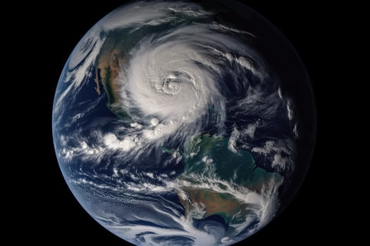 Super Typhoon, tropical storm, cyclone, hurricane, tornado, over ocean. Weather background. Typhoon, storm, windstorm, superstorm, gale moves to the ground. . photo