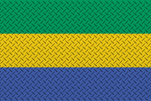 3D Flag of Gabon on a metal photo