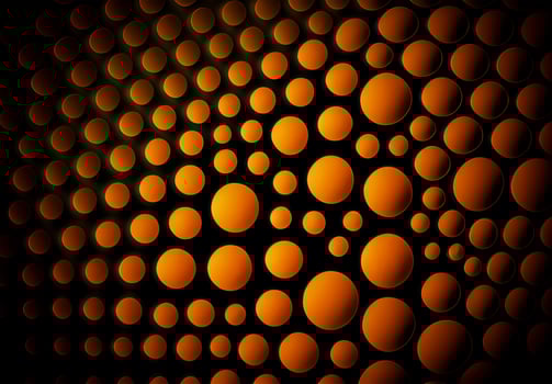 Abstract yellow-orange circles on black background - image photo