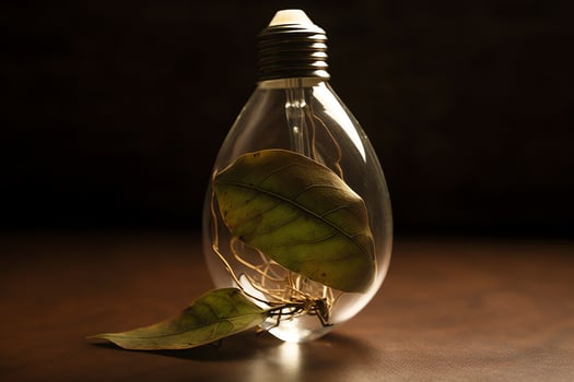 Leaf bulb for eco friendly living. photo