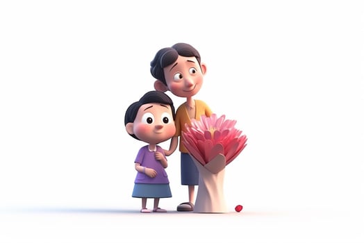 Happy mother day, mother with child 3d illustration on isolated background photo