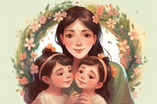 Happy mother day illustration woman with baby photo