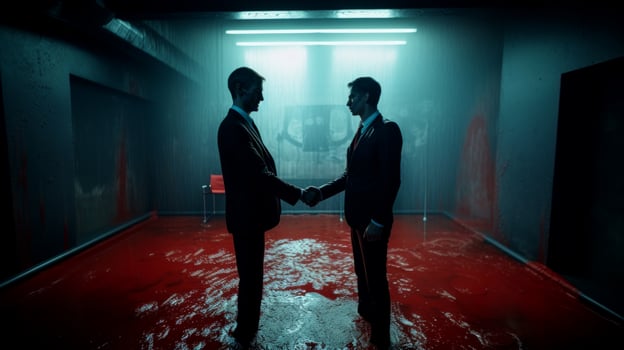 Two businessmen shaking hands after a successful meeting. . photo