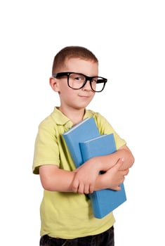 Smart boy with the books photo