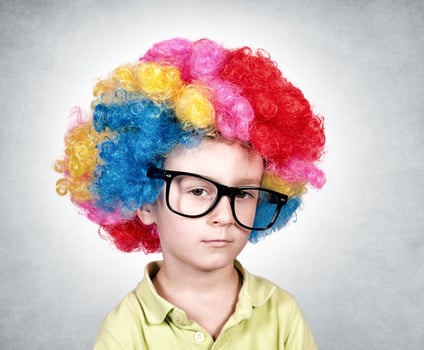 Bored clown kid photo