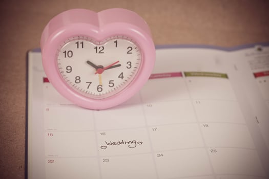 Reminder Wedding day in calendar planning and heart sign with color tone. photo