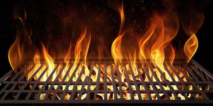 The hot grill and flame with photo