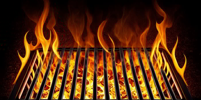 The hot grill and flame with photo