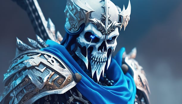 ice skull warrior, digital art illustration, photo