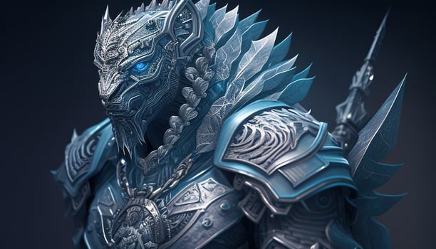 ice tiger warrior, digital art illustration, photo