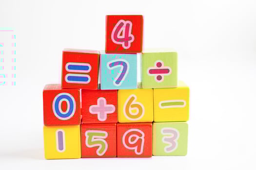 Number wood block cubes for learning Mathematic, education math concept. photo