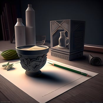 Aroma oil in a glass jar. 3D rendering. Vintage style., Image photo