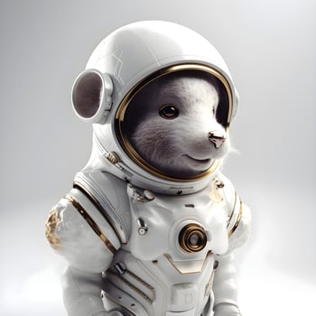 Astronaut dog in suit isolated on white background. 3D rendering., Image photo