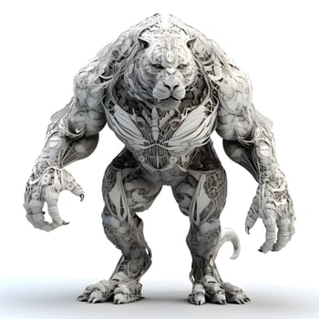 3D render of a big male monster isolated on white background., Image photo