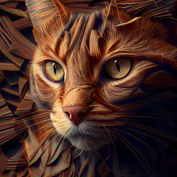 Cat's face. Digital painting. 3D rendering. Computer graphics., Image photo