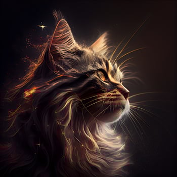 Fantasy portrait of a long-haired Maine Coon cat., Image photo