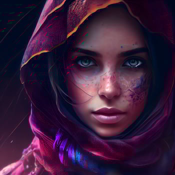 Portrait of a beautiful girl with a veil on her head., Image photo