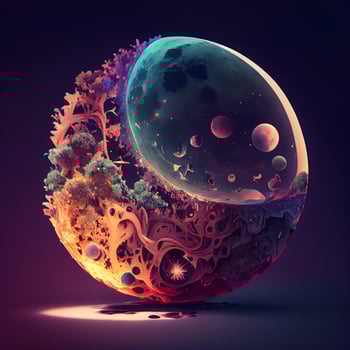 Fantasy planet in space with planets and stars. 3D illustration., Image photo