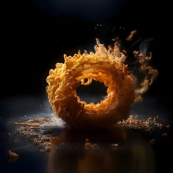 Splash of orange juice on a black background. 3d rendering, Image photo