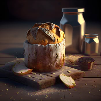 Panettone - traditional italian christmas bread on wooden background, Image photo