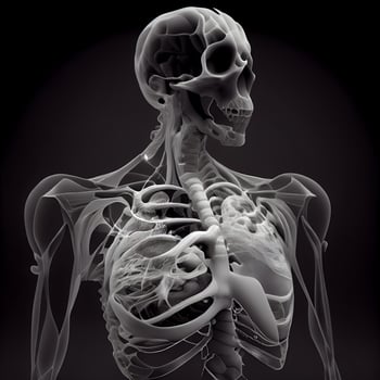 Human Skeleton Anatomy, 3D Illustration, black background, Image photo