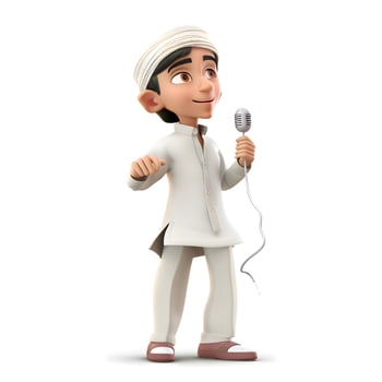3D digital render of a cute boy with a book isolated on white background, Image photo