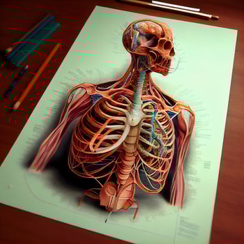 Human skeleton anatomy. 3D illustration. Human body with circulatory system., Image photo