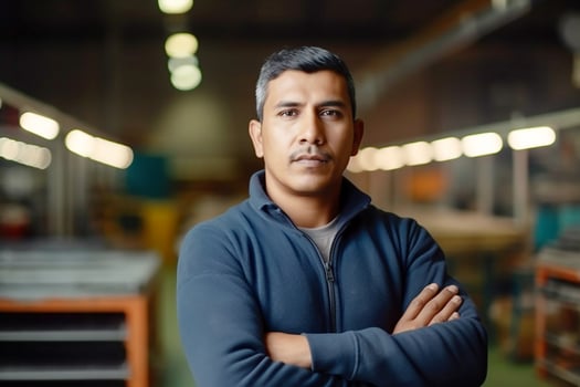 Portrait of a middle-aged man, an entrepreneur at work. Looking at the camera. photo