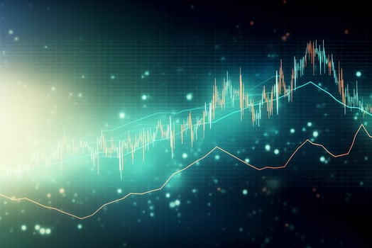 Financial graph of the rise and fall of quotes on the stock exchange. Business background. photo