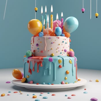 Happy Birthday background with cake. Illustration photo