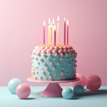 Happy Birthday background with cake. Illustration photo