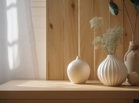 Minimalist interior design with vase. Illustration photo