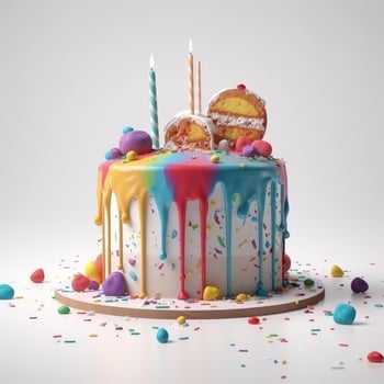 Happy Birthday background with cake. Illustration photo