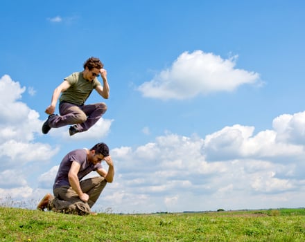 Men jumping one over another photo