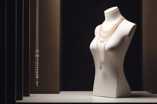 Elegant Mannequin Jewelry Display Stand On Abstract Background photo