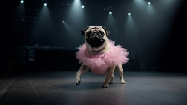 Pug dog like ballet dancer. Illustration photo