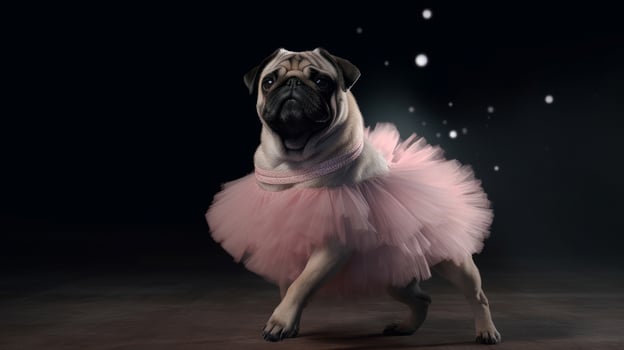 Pug dog like ballet dancer. Illustration photo