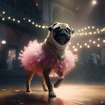 Pug dog like ballet dancer. Illustration photo