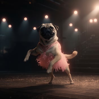 Pug dog like ballet dancer. Illustration photo