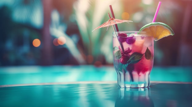 Summer vivid background with cocktail. Illustration photo