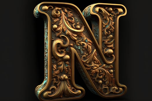 N 3d medieval letter Medieval style alphabet collection letter illustration photo