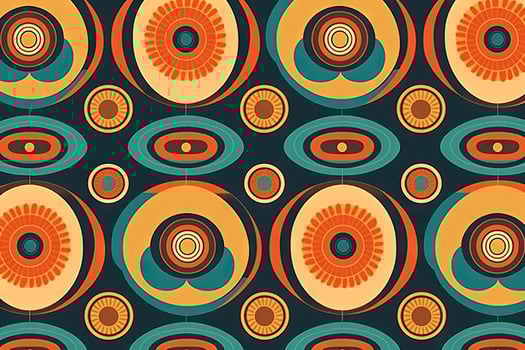 70s Retro Seamless Pattern. 60s and 70s Aesthetic Style illustration photo