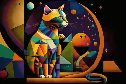 cat designed in the style of Kandinsky and the Bauhaus art movement illustration photo