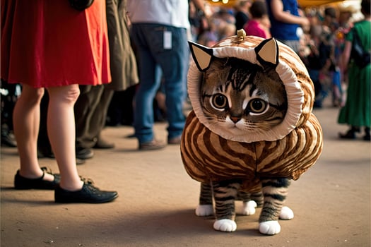 Cat in carnival costume at carnival parade illustration photo