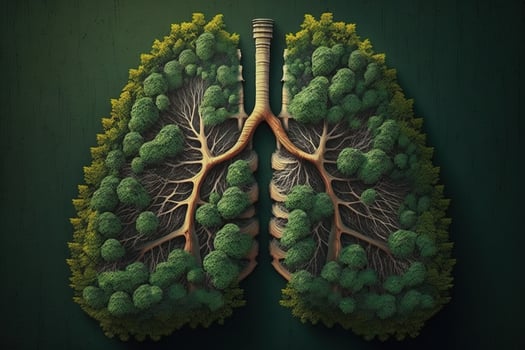 Deforestation as human lungs shape top view illustration photo