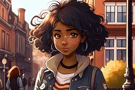 Beautiful anime manga girl in Amsterdam illustration photo