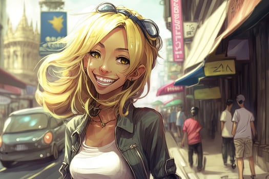 Beautiful anime manga girl in Kuala Lumpur illustration photo
